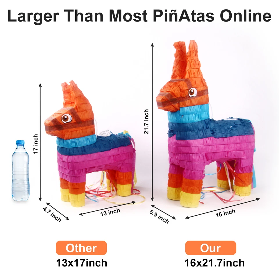21" 3 Pack Pinatas Large Mexican Donkey Pinata For Cinco de Mayo For Birthday - Image 4 of 4