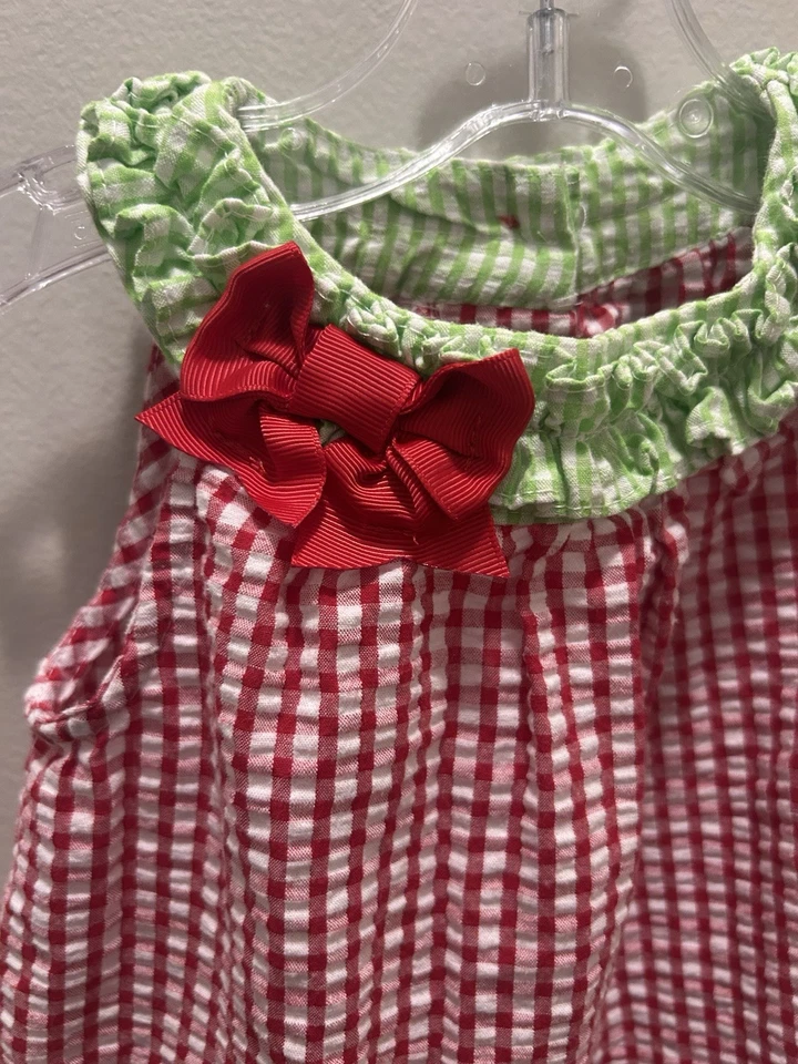 Emily Rose 18 M Bebé Niña Seersucker Solero Sandía Rojo Guinga Verano Foto 2 de 4