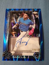 2025 Topps Chrome Baseball Javier Sanoja- BLUE WAVE ROOKIE AUTOGRAPH /150