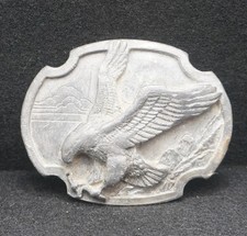 WA11159 VINTAGE 1986 AMERICAN BALD EAGLE NATURE PEWTER SISKIYOU BELT BUCKLE