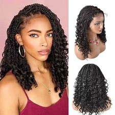 18" Lace Front Box Braided Wig for Black Women Micro Twist Hairpiece Hand Braids