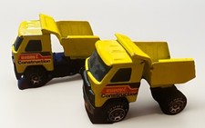 2 VTG Buddy L Co Yellow Dump Truck Miniature Toy Pressed Steel Mack Die Cast
