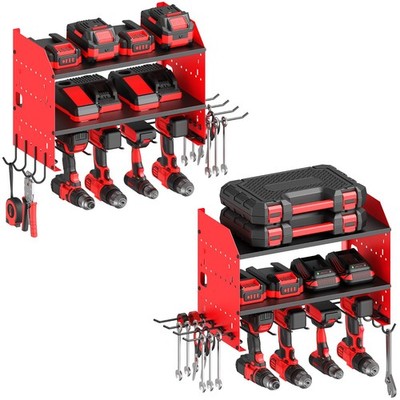 CCCEI Pack of 2 Modular Power Tools Organizer, Drills and Standard, Red