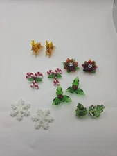 Lillian Vernon Christmas Reindeer Tree Minature Glass Handcrafted Lot of 12