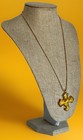 Vintage Amber Bacarrat Crystal Maltese Cross Pendant Necklace, 23" Long