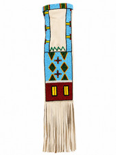 Native American Beaded Suede Leather Pouch Fringe Western Cowboy Medicine Bag