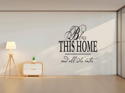 Bless This Home Pinsel Schrift Vinyl Wandbild 