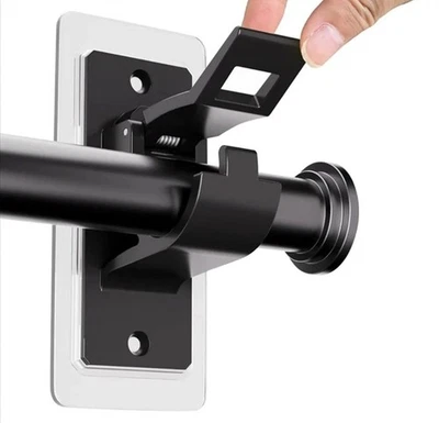4pcs Curtain Rod Brackets No Drilling Self Adhesive Curtain Rod Holder Hooks - Image 1 of 4