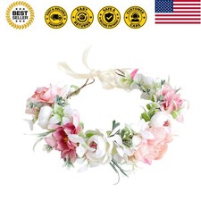 Floral Crown Adjustable Flower Headband Headpiece Halo Bridal