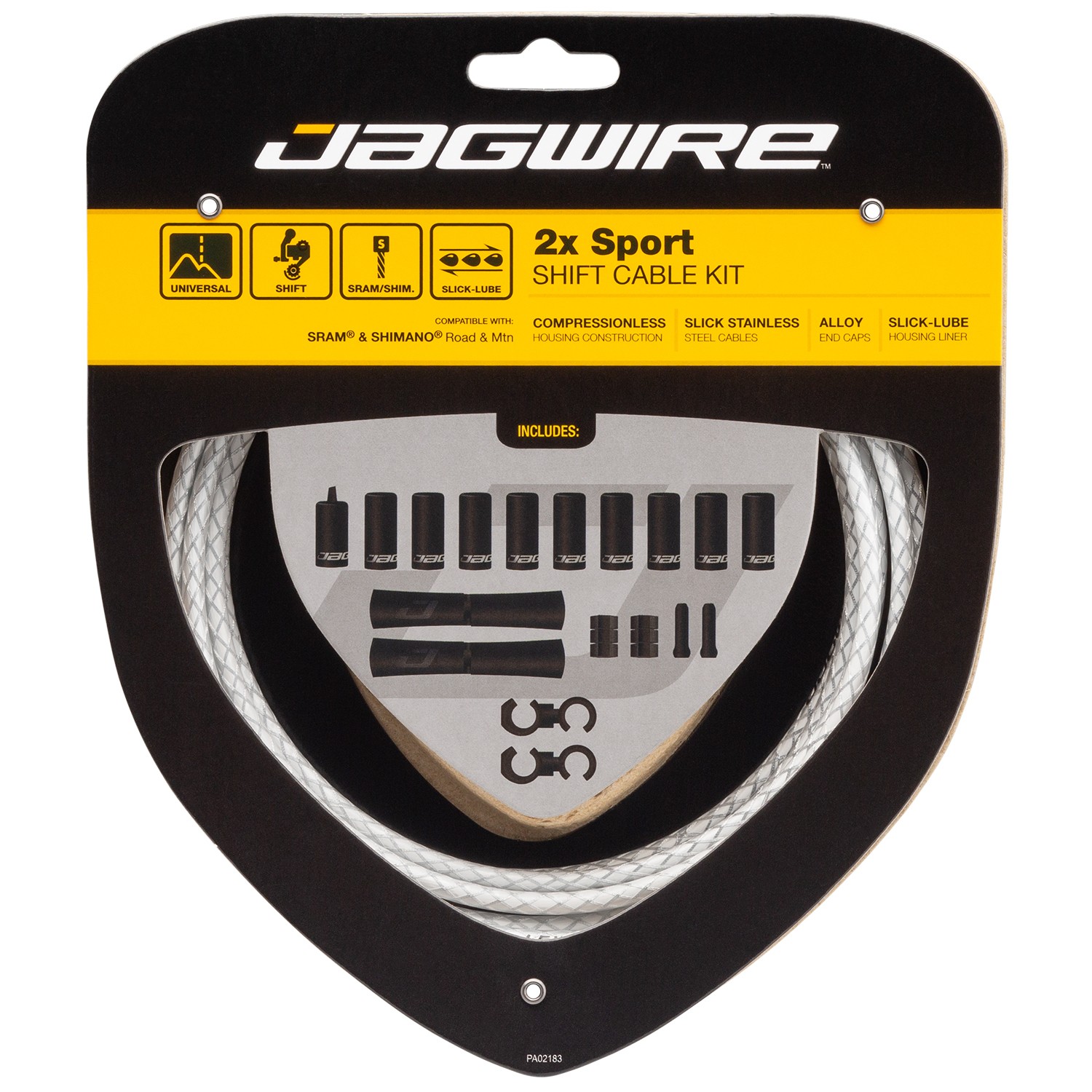 Kit shift sport 2X gaine blanche tressée dérailleur vélo route