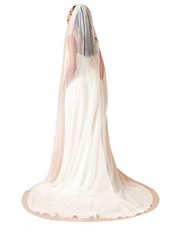 Chapel Length Simple Drop Wedding Bridal Veil with Metal Comb Ivory