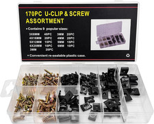 170 PCS Car U-Clip and Screw Assortment Kit, Auto U Nut and Screw Clip, 9 Sizes