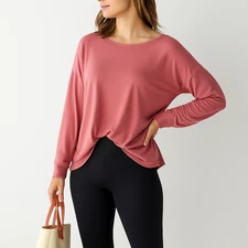 Old Navy Active Ultralite 2XL Long Sleeve Open Back Drape Workout Top Rose Pink