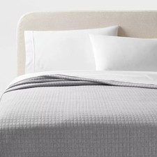 King Jersey Quilt Heather Gray - Threshold: Cotton Knitted Coverlet
