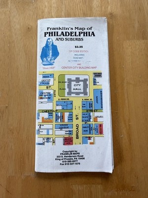 Vintage Franklin Maps Philadelphia And Suburbs Road Map Folded Brochure USA