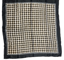 VTG Triangle 100 Silk Scarf, Lattice and Rope Pattern, Hand-Rolled and Printed