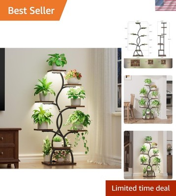 Plant Stand Indoor with Grow Light - 8 Tiered Plant Shelf Indoor, Corner Plan...