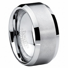 10MM Men's Brushed Tungsten Carbide Wedding Band Ring, Comfort Fit