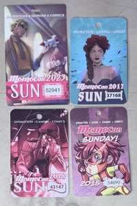 MomoCon Sunday Badge Lot 2015 2017 2018 2023 Animation Gaming Comics Collectible