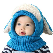 Children's Woolen Cap with Attached Scarf