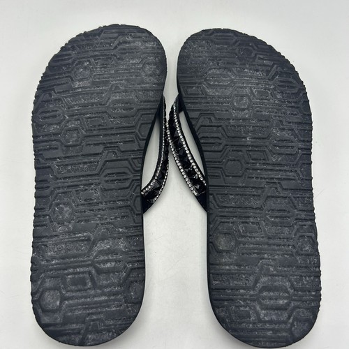 Skechers Sandals Womens 10 Yoga Foam Embellished Flip Flop Thong Black Read - Picture 8 of 9