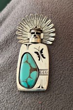 Nelson Morgan, Navajo  Jewelry Designer Kachina Sterling/Turquoise Pin/Pendant