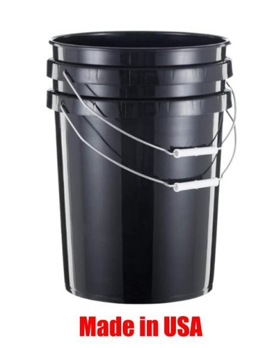 5-Gal Heavy Duty Plastic Bucket with Handle & Lid  Black, 3-Pack United Solution