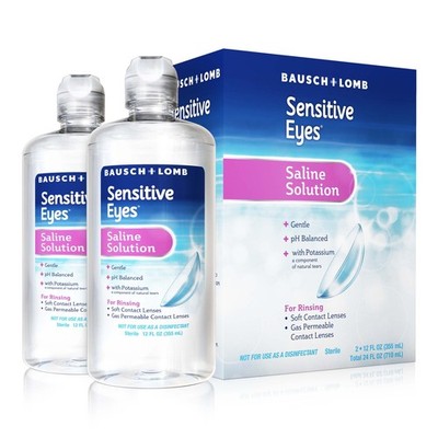 Bausch + Lomb Sensitive Eyes Saline Solution, Gentle 12 Fl Oz (Pack of 2)