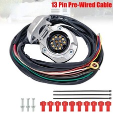 13 Pin Pre Wired Euro Type Aluminum Socket For Trailer/Caravans/Towing 2M Cable