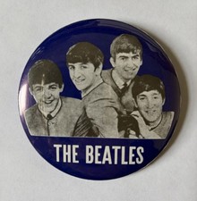 The Beatles - 1964 Nems 3in. Blue Pinback Button - Beatles Fanclub