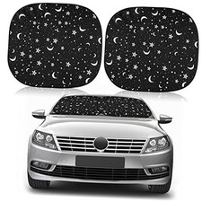 2 PCS Windshield Sun Shade for Car Foldable 31.75 x 28.75 Inch Star Moon