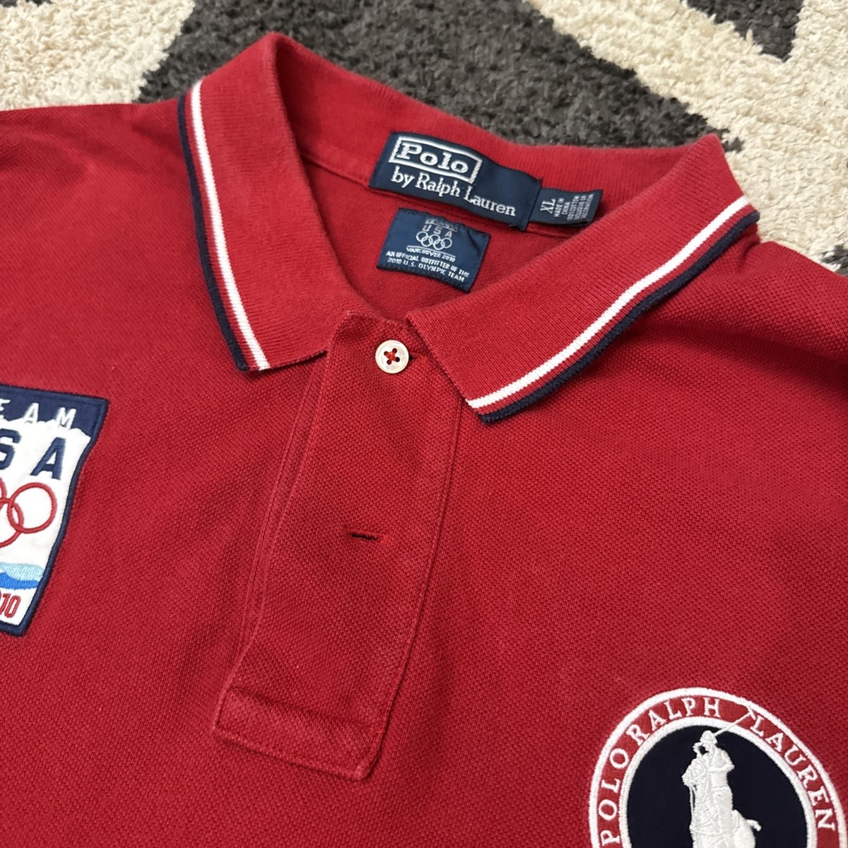 Polo By Ralph Lauren Mens Red 2010 Vancouver Olympic Team USA Polo