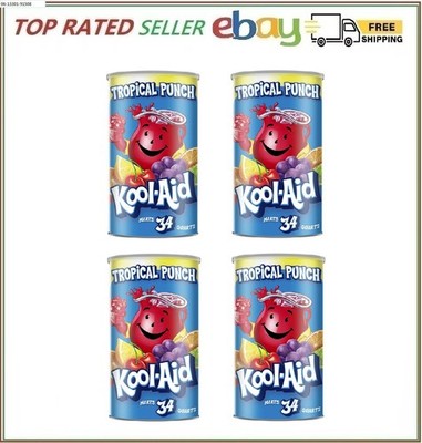 4 Pack - Kool-Aid Sweetened Tropical Punch Powdered Drink Mix 82.5 oz.