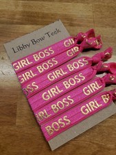Girl Boss Set of 6 Hair Ties Elastic Hair Ties Pink Girl Boss Hair Ties BFF Gift