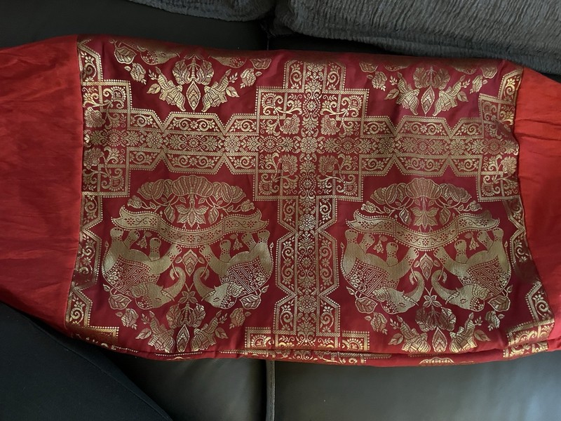 Long Decorative  Red Indian Print Pillow Cover 15X30
