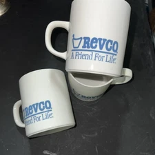 Revco Coffee Mug Blue Writing Vintage 3pc Lot Vintage Mugs
