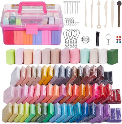 Ifergoo Polymer Modeling Clay for Kids DIY Starter Kits, 62 Color Oven Baked Mod