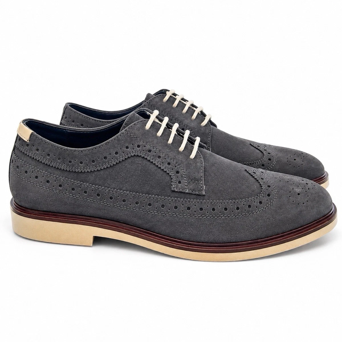 Suede Gray Wingtip Dress Shoes for Men for sale | eBay display picture 2