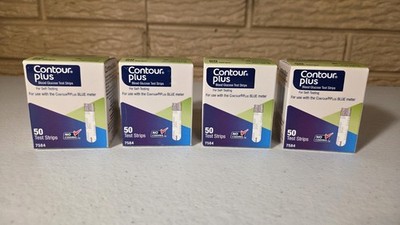 Contour PLUS Blood Glucose 200 Test Strips (4 Boxes Of 50 Count) Exp 7/31/2026