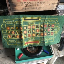 Vintage E. S. Lowe Roulette Wheel Game Set #907 w/ Layout Felt & Box 8” USA