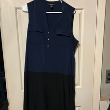 Alfani Blue and Black Sleeveless V-Neck Sundress