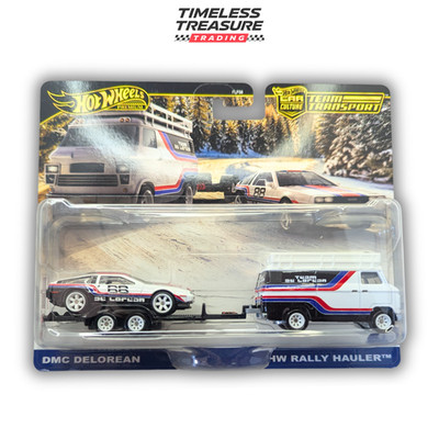 Hot Wheels Delorean DMC & HW Rally Hauler Team Transport Premium DieCast Collect