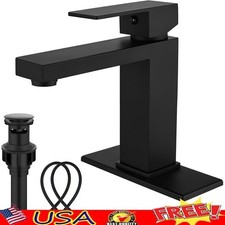 Stainless Steel Bathroom Faucet Single Handle Modern Deck Mount Pop Up Drain New