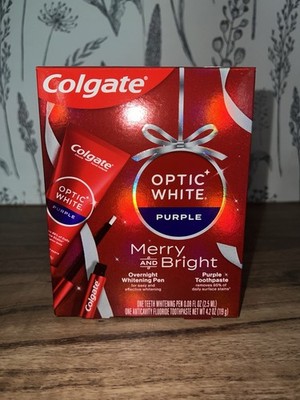 Colgate Optic White Purple Overnight Teeth Whitening Flouride Toothpaste, Mint