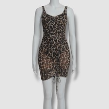Bar III Women's Black Night And Day Cheetah-Print Cover-Up Swimwear Size XS