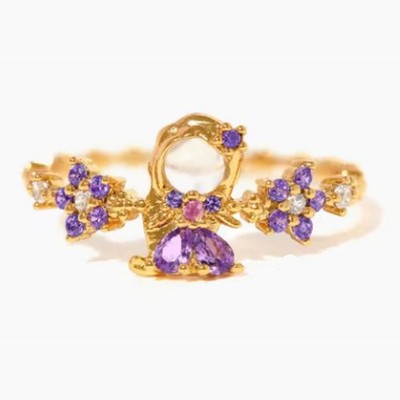 Tangled  RAPUNZEL  Adjustable #4  Gold Plated Ring 