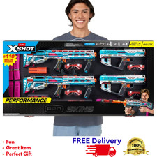 ZURU X-Shot PRO Fury-X Longshot Blaster 4-Pack 300 Darts Combo Kit NEW
