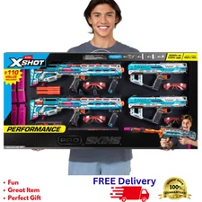 ZURU X-Shot PRO Fury-X Longshot Blaster 4-Pack 300 Darts Combo Kit NEW