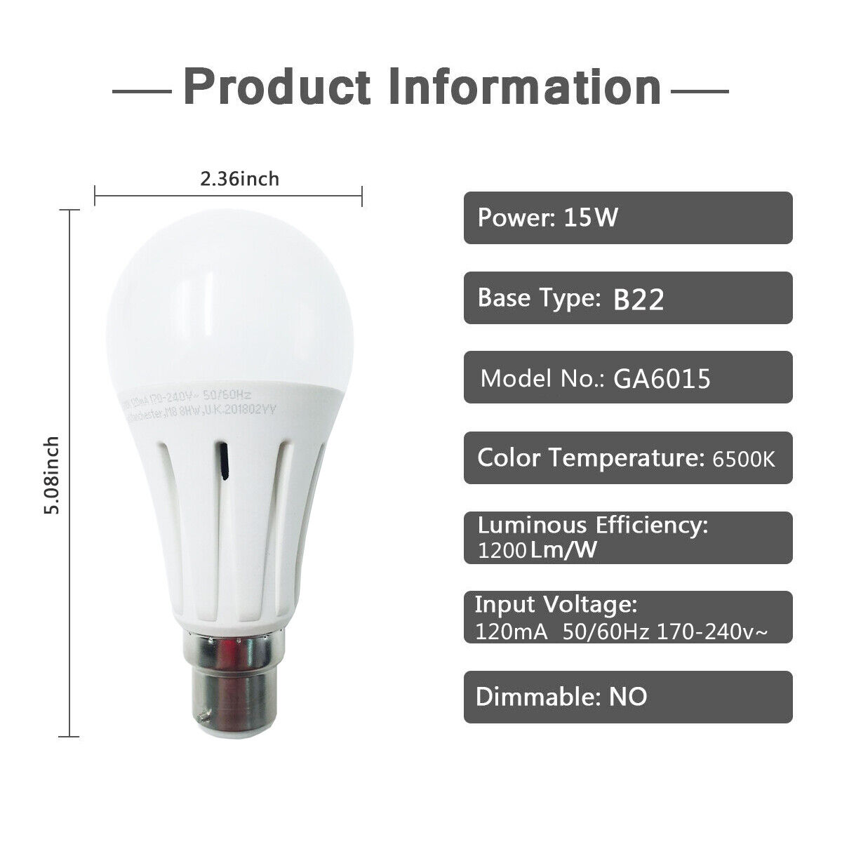 10W 12W 15W LED (80W/96W/120W) GLS Light Bulbs Warm Cool Day White Lamp E27 B22