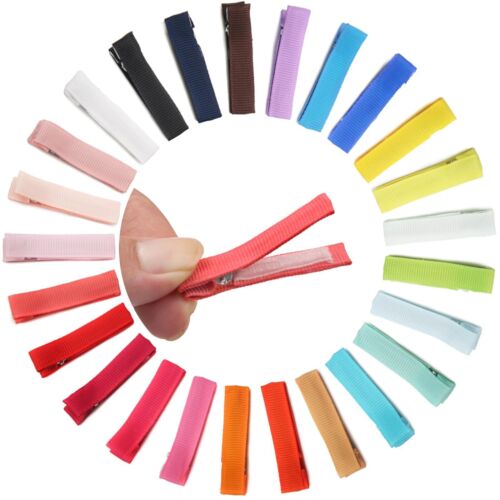 50PCS Tiny 1.8" Baby Hair Clips Lined Barrettes for Infant Girls 25 Colors
